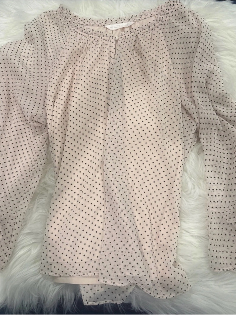 LC Lauren Conrad Blush Pink Polka Dot Blouse